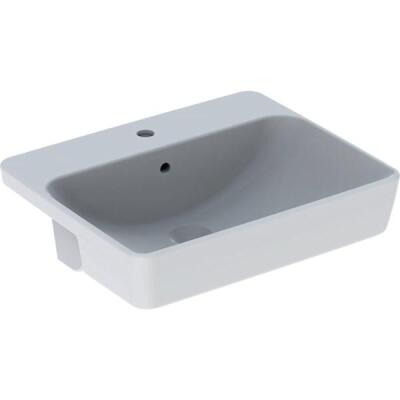 Geberit VariForm dikdörtgen yarım tezgah lavabo: Taşma deliği=Görünür, Beyaz - 1