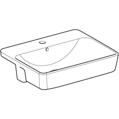 Geberit VariForm dikdörtgen yarım tezgah lavabo: Taşma deliği=Görünür, Beyaz - 2
