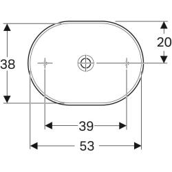 Geberit VariForm eliptik çanak lavabo: B=55cm, T=40cm, Batarya deliği=Yok, Taşma deliği=Yok, Beyaz - 3