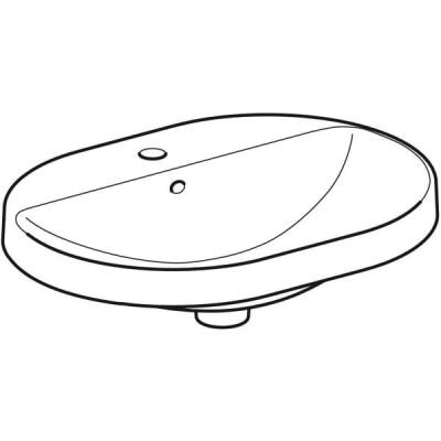 Geberit VariForm eliptik çanak lavabo, batarya banklı: B=60cm, T=45cm, Batarya deliği=Orta, Taşma deliği=Görünür, Beyaz - 2