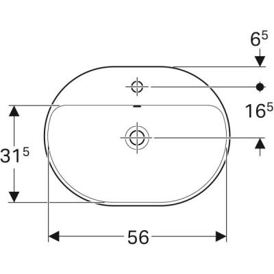 Geberit VariForm eliptik çanak lavabo, batarya banklı: B=60cm, T=45cm, Batarya deliği=Orta, Taşma deliği=Görünür, Beyaz - 3