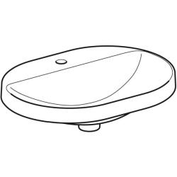 Geberit VariForm eliptik çanak lavabo, batarya banklı: B=60cm, T=45cm, Batarya deliği=Orta, Taşma deliği=Yok, Beyaz - 2