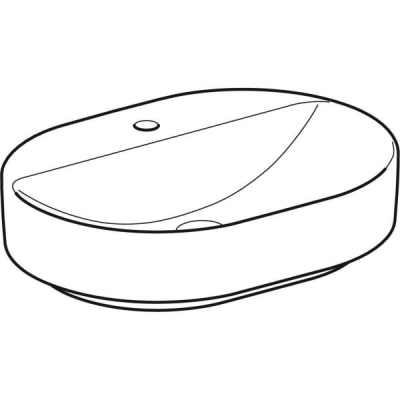 Geberit VariForm eliptik lavabo, batarya banklı: B=60cm, T=45cm, Batarya deliği=Orta, Taşma deliği=Yok, Beyaz - 2