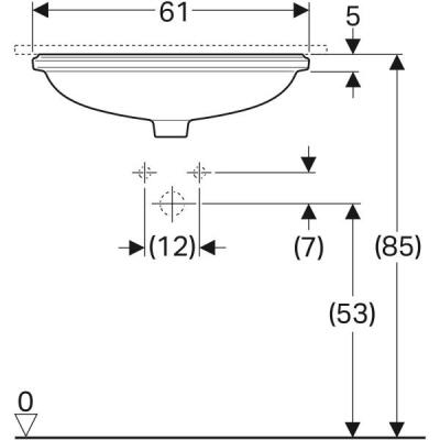 Geberit VariForm eliptik tezgah altı lavabo: T=49cm, Batarya deliği=Yok, Taşma deliği=Görünür, Beyaz - 4