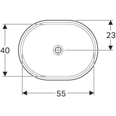 Geberit VariForm eliptik tezgah altı lavabo: T=49cm, Batarya deliği=Yok, Taşma deliği=Yok, Beyaz - 3