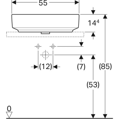 Geberit VariForm oval çanak lavabo: B=55cm, T=40cm, Batarya deliği=Yok, Taşma deliği=Yok, Beyaz - 4