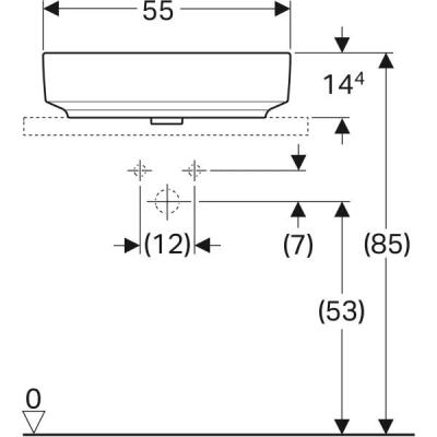 Geberit VariForm oval çanak lavabo: B=55cm, T=40cm, Batarya deliği=Yok, Taşma deliği=Yok, Beyaz - 4