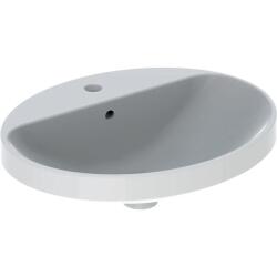 Geberit VariForm oval çanak lavabo, batarya banklı: B=55cm, T=45cm, Batarya deliği=Orta, Taşma deliği=Görünür, Beyaz - GEBERİT