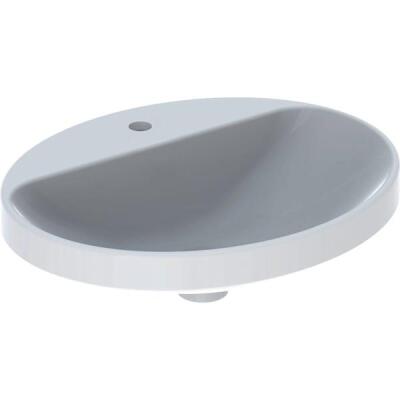 Geberit VariForm oval çanak lavabo, batarya banklı: B=55cm, T=45cm, Batarya deliği=Orta, Taşma deliği=Yok, Beyaz - 1