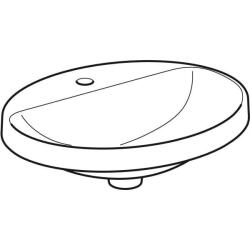 Geberit VariForm oval çanak lavabo, batarya banklı: B=55cm, T=45cm, Batarya deliği=Orta, Taşma deliği=Yok, Beyaz - 2