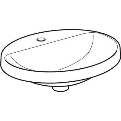 Geberit VariForm oval çanak lavabo, batarya banklı: B=55cm, T=45cm, Batarya deliği=Orta, Taşma deliği=Yok, Beyaz - 2