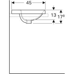 Geberit VariForm oval çanak lavabo, batarya banklı: B=55cm, T=45cm, Batarya deliği=Orta, Taşma deliği=Yok, Beyaz - 4