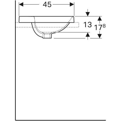 Geberit VariForm oval çanak lavabo, batarya banklı: B=55cm, T=45cm, Batarya deliği=Orta, Taşma deliği=Yok, Beyaz - 4