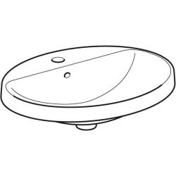 Geberit VariForm oval çanak lavabo, batarya banklı: B=60cm, T=48cm, Batarya deliği=Orta, Taşma deliği=Görünür, Beyaz - 2