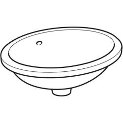 Geberit VariForm oval tezgah altı lavabo: B1=42cm, T=42cm, Batarya deliği=Yok, Taşma deliği=Görünür, Beyaz - 2
