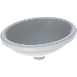 Geberit VariForm oval tezgah altı lavabo: B1=42cm, T=42cm, Batarya deliği=Yok, Taşma deliği=Yok, Beyaz - 1