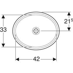 Geberit VariForm oval tezgah altı lavabo: B1=42cm, T=42cm, Batarya deliği=Yok, Taşma deliği=Yok, Beyaz - 3