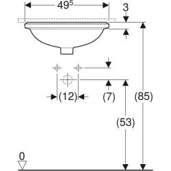 Geberit VariForm oval tezgah altı lavabo: B1=42cm, T=42cm, Batarya deliği=Yok, Taşma deliği=Yok, Beyaz - 4