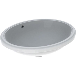 Geberit VariForm oval tezgah altı lavabo: B1=50cm, T=46cm, Batarya deliği=Yok, Taşma deliği=Görünür, Beyaz - 1