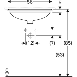 Geberit VariForm oval tezgah altı lavabo: B1=50cm, T=46cm, Batarya deliği=Yok, Taşma deliği=Görünür, Beyaz - 4