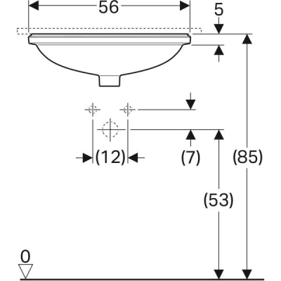 Geberit VariForm oval tezgah altı lavabo: B1=50cm, T=46cm, Batarya deliği=Yok, Taşma deliği=Görünür, Beyaz - 4