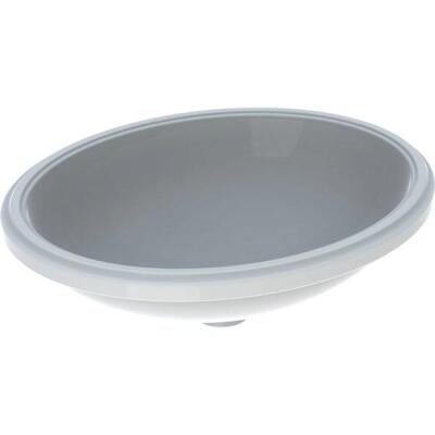 Geberit VariForm oval tezgah altı lavabo: B1=50cm, T=46cm, Batarya deliği=Yok, Taşma deliği=Yok, Beyaz - 1