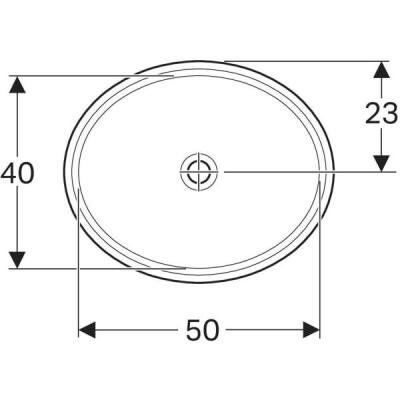Geberit VariForm oval tezgah altı lavabo: B1=50cm, T=46cm, Batarya deliği=Yok, Taşma deliği=Yok, Beyaz - 3
