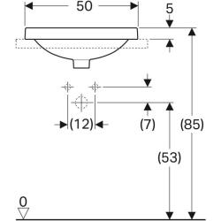 Geberit VariForm oval tezgah üstü lavabo: B=50cm, T=40cm, Batarya deliği=Yok, Taşma deliği=Görünür, Beyaz - 4