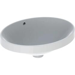 Geberit VariForm oval tezgah üstü lavabo: B=50cm, T=40cm, Batarya deliği=Yok, Taşma deliği=Görünür, Beyaz - GEBERİT