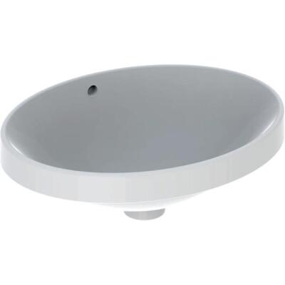 Geberit VariForm oval tezgah üstü lavabo: B=50cm, T=40cm, Batarya deliği=Yok, Taşma deliği=Görünür, Beyaz - 1