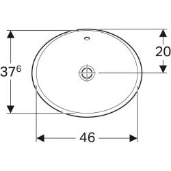 Geberit VariForm oval tezgah üstü lavabo: B=50cm, T=40cm, Batarya deliği=Yok, Taşma deliği=Görünür, Beyaz - 3