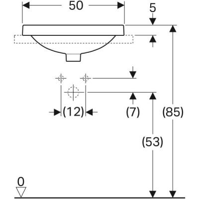 Geberit VariForm oval tezgah üstü lavabo: B=50cm, T=40cm, Batarya deliği=Yok, Taşma deliği=Görünür, Beyaz - 4