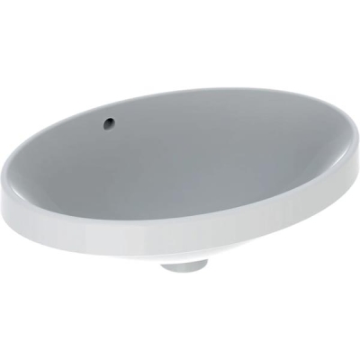 Geberit VariForm oval tezgah üstü lavabo: B=55cm, T=40cm, Batarya deliği=Yok, Taşma deliği=Görünür, Beyaz - 1