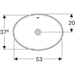 Geberit VariForm oval tezgah üstü lavabo: B=55cm, T=40cm, Batarya deliği=Yok, Taşma deliği=Görünür, Beyaz - 3