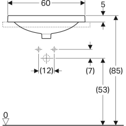 Geberit VariForm tezgah üstü lavabo: B=60cm, T=40cm, Batarya deliği=Yok, Taşma deliği=Görünür, Beyaz - 4