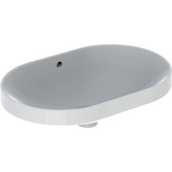 Geberit VariForm tezgah üstü lavabo: B=60cm, T=40cm, Batarya deliği=Yok, Taşma deliği=Görünür, Beyaz - GEBERİT