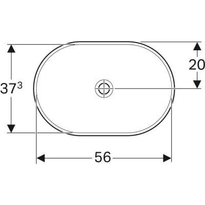Geberit VariForm tezgah üstü lavabo: B=60cm, T=40cm, Batarya deliği=Yok, Taşma deliği=Yok, Beyaz - 3