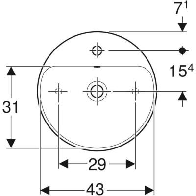 Geberit VariForm yuvarlak çanak lavabo, batarya banklı: D=45cm, Batarya deliği=Orta, Taşma deliği=Görünür, Beyaz - 3