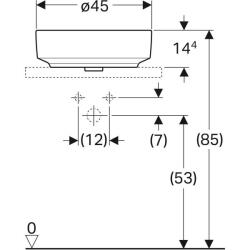 Geberit VariForm yuvarlak çanak lavabo, batarya banklı: D=45cm, Batarya deliği=Orta, Taşma deliği=Görünür, Beyaz - 4