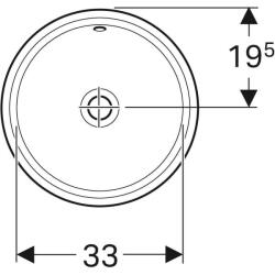 Geberit VariForm yuvarlak tezgah altı lavabo: T=42cm, Batarya deliği=Yok, Taşma deliği=Görünür, Beyaz - 3