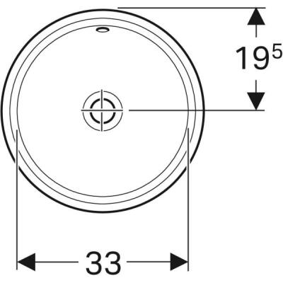 Geberit VariForm yuvarlak tezgah altı lavabo: T=42cm, Batarya deliği=Yok, Taşma deliği=Görünür, Beyaz - 3