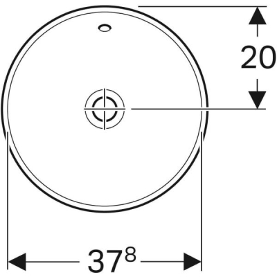 Geberit VariForm yuvarlak tezgah üstü lavabo: D=40cm, Batarya deliği=Yok, Taşma deliği=Görünür, Beyaz - 3