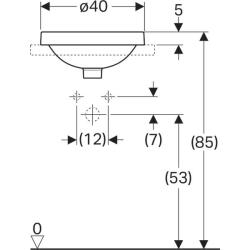 Geberit VariForm yuvarlak tezgah üstü lavabo: D=40cm, Batarya deliği=Yok, Taşma deliği=Görünür, Beyaz - 4