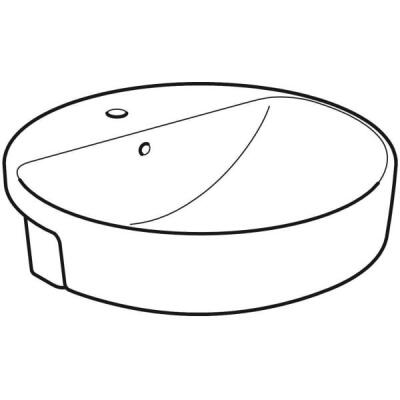 Geberit VariForm yuvarlak yarım tezgah lavabo: D=50cm, Batarya deliği=Orta, Taşma deliği=Görünür, Beyaz - 2