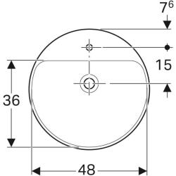 Geberit VariForm yuvarlak yarım tezgah lavabo: D=50cm, Batarya deliği=Orta, Taşma deliği=Görünür, Beyaz - 3