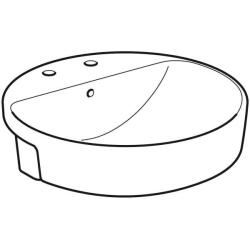 Geberit VariForm yuvarlak yarım tezgah lavabo: D=50cm, Batarya deliği=Sol ve sağ, Taşma deliği=Görünür, Beyaz - 2