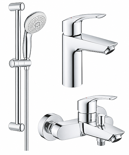 GRH Eurosmart 3'lü Set Banyo Bataryası+Lavabo Bataryası+Sürgü Takımı - GROHE