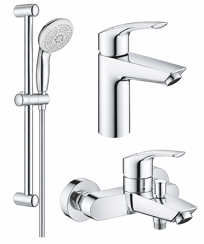 GRH Eurosmart 3'lü Set Banyo Bataryası+Lavabo Bataryası+Sürgü Takımı - GROHE