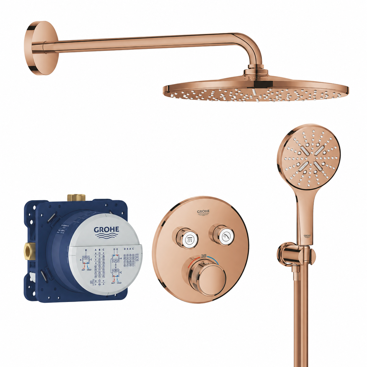Grohe Grohtherm SmartControl Çift valfli akış kontrollü, Seti Parlak Bronz - 1