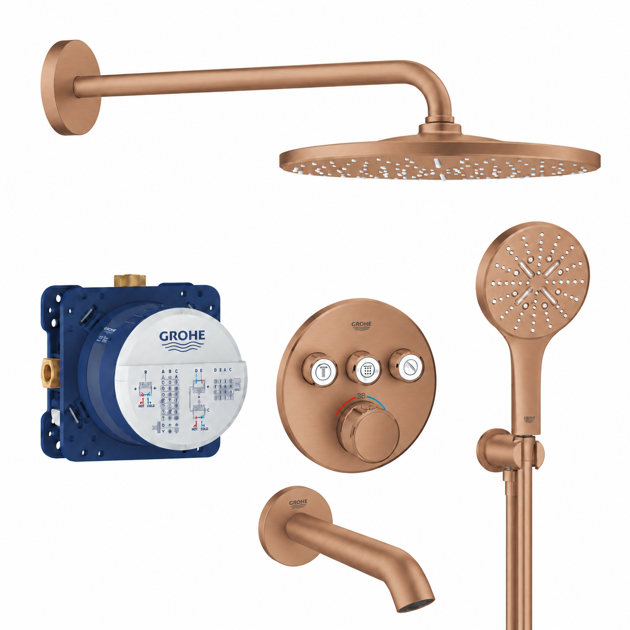 Grohe Smartcontrol Thm Trimset Round 3Sc Seti Fırçalı Bronz - 1